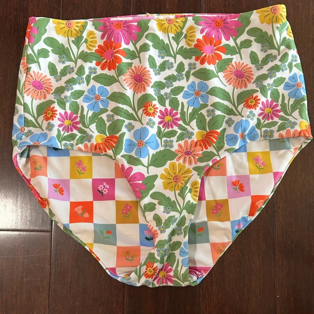 NWOT Lime Ricki Flower Check bikini top and bottom - Picture 5 of 5